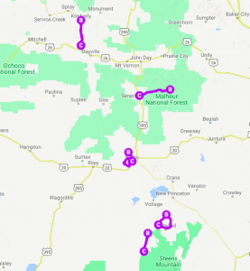 Map - Eastern Oregon Day Rides